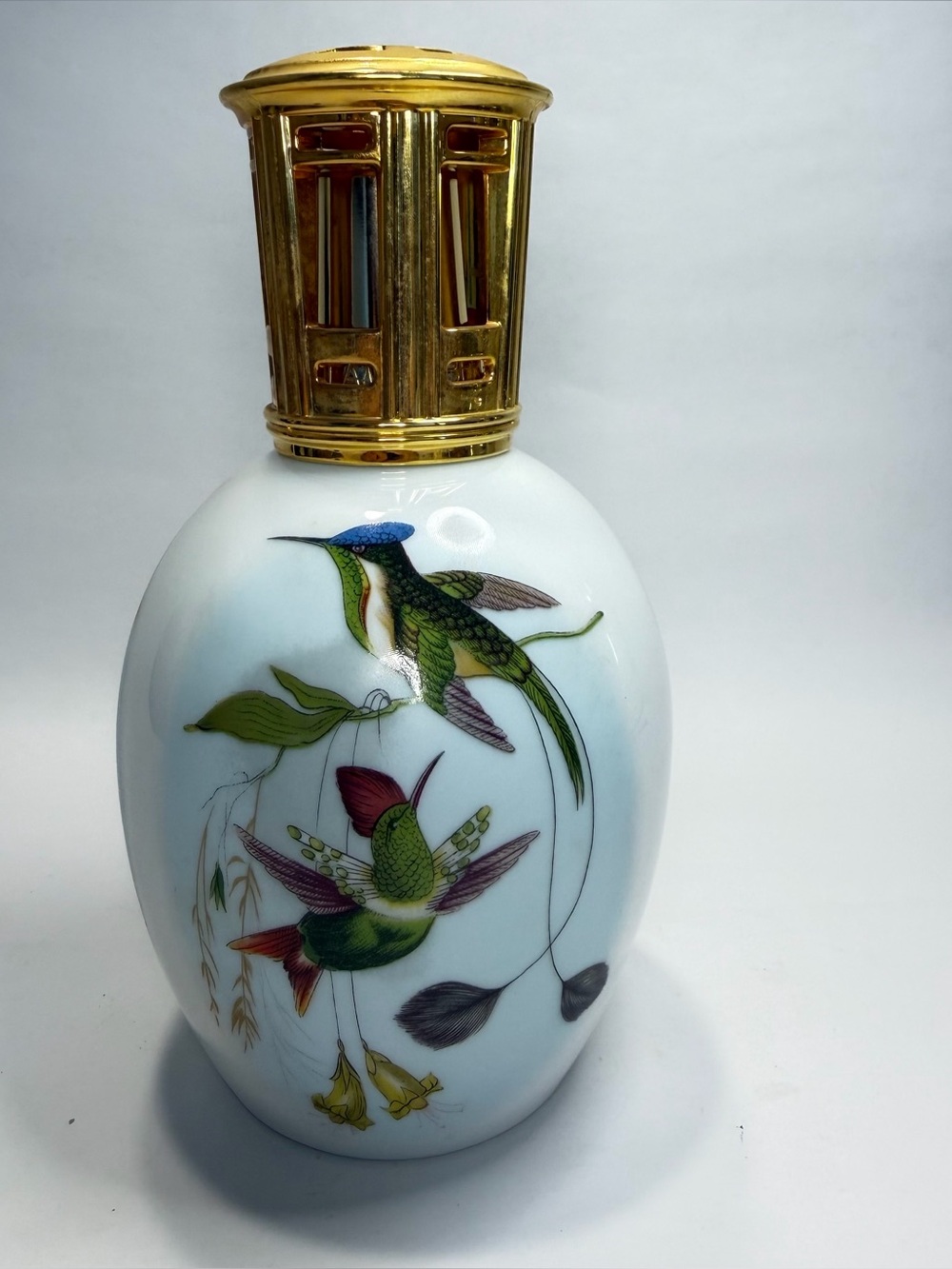 Lampe Berger Limoges Porcelain Hummingbird Le Trefle Fragrance Lamp France Vtg